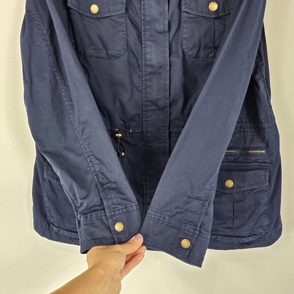 LL Bean Womens Utility Jacket M P Blue Field Military Chore Safari Barn Gorpcore - Picture 7 of 16